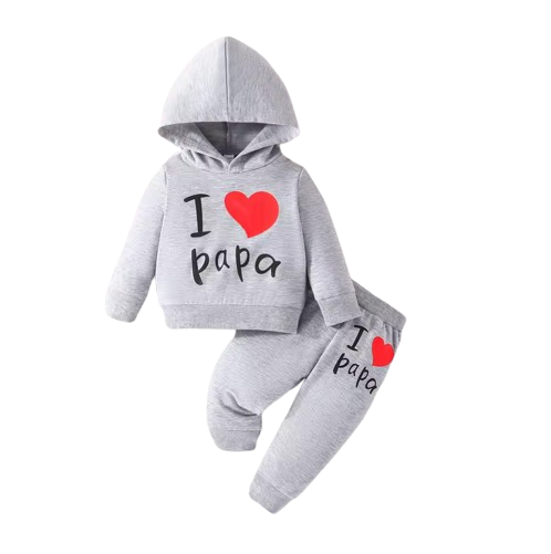 The Alora - Unisex I Love Papa Print Long Sleeve Hoodie + Pants