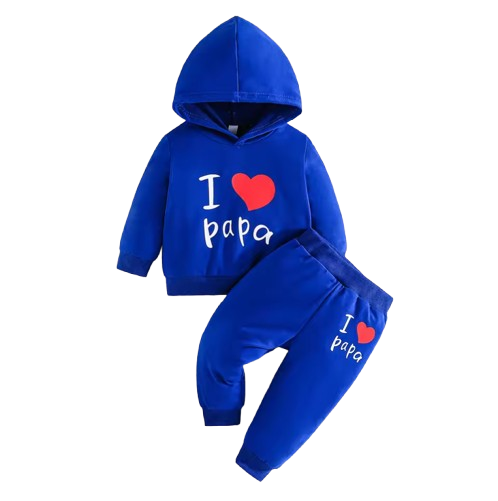 The Alora - Unisex I Love Papa Print Long Sleeve Hoodie + Pants
