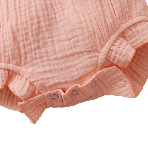 The Ollie - Newborn Baby Girl Lace Flare Sleeve Bodysuit and Headband Summer Romper Set
