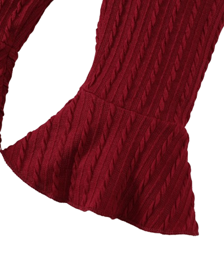 The Yara - Baby Girl Bow Front Jumpsuit Flare Sleeve Textured Romper Fall Winter Outfit