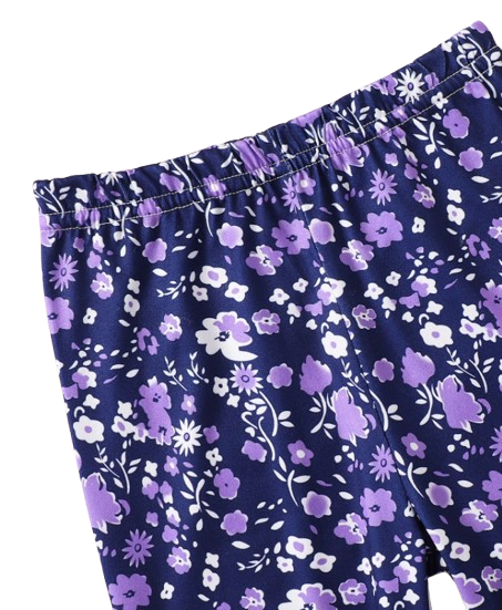 The Alisson - Baby Girl Light Purple Floral Flared Sleeve Set, Sweet Autumn Outfit