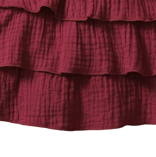 The April - Baby Girl Red Wine Dress with White 3‑Layer Cupcake Skirt