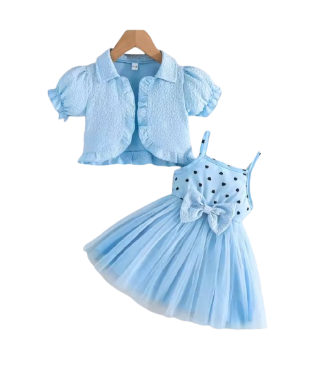 The Priscilla - 2pcs Baby Girl Denim Butterfly Coat and Mesh Princess Dress Outfit