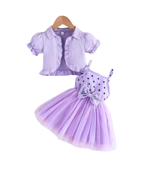 The Priscilla - 2pcs Baby Girl Denim Butterfly Coat and Mesh Princess Dress Outfit