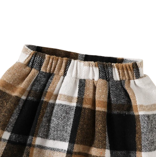The Jacqueline - Girls College Style Top + Checkered Skirt & Mini Bag 3‑Pcs Set