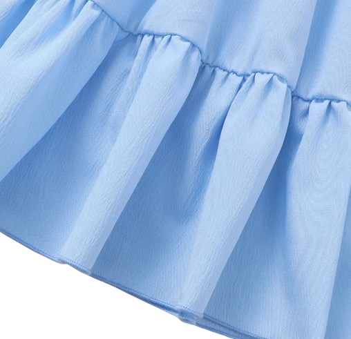 The Cali - Toddler Girls 3PCS Blue Dress with 3D Flower and Pocket Summer Outfit