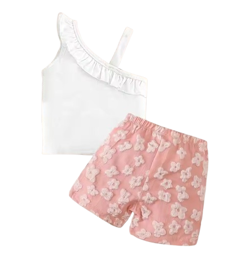 The Seraphina - Toddler Girls Bow Sleeveless Top and Floral Shorts Summer Outfit