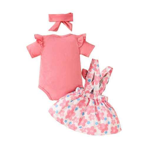 The Alejandra - Baby Girl Cartoon Bear Heart Dress with Red Bodysuit Summer Outfit