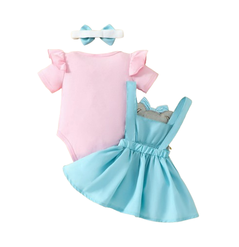 The Alejandra - Baby Girl Cartoon Bear Heart Dress with Red Bodysuit Summer Outfit
