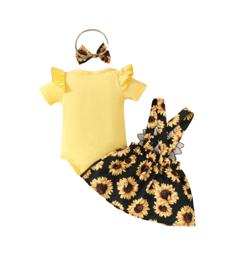 The Alejandra - Baby Girl Cartoon Bear Heart Dress with Red Bodysuit Summer Outfit