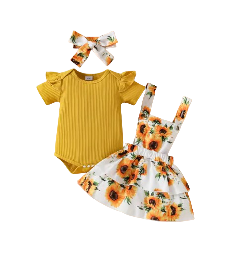 The Alejandra - Baby Girl Cartoon Bear Heart Dress with Red Bodysuit Summer Outfit