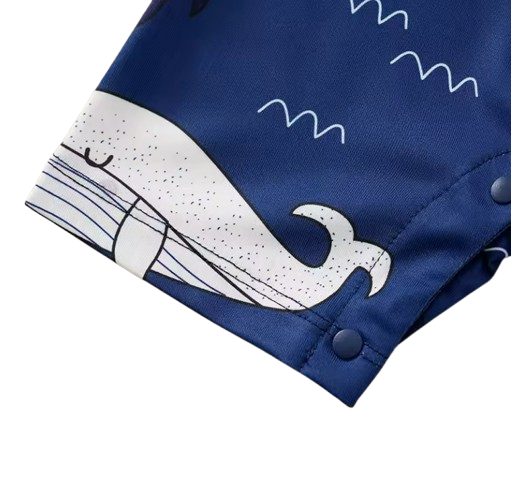 The Azrael - Newborn Baby Boy Blue Whale Print Romper Short Sleeve Summer Outfit