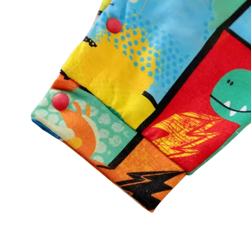 The Chaim - Newborn Baby Boy Cartoon Dinosaur Romper Contrast Color Summer Outfit