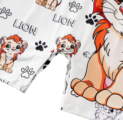 The Ahmad - Newborn Baby Lion Print Fake Two Piece Romper Short Sleeve Summer Outfit