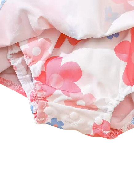 The Selene - Baby Girl 2PCS Bear Floral Romper & Headband Spring Summer Outfit