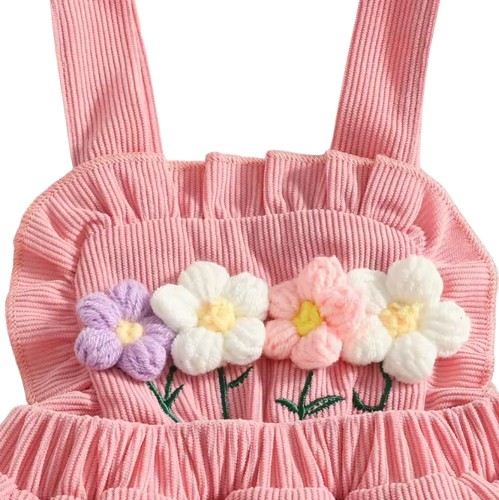 The Alara - Newborn Baby Girl Summer Romper Skirt Headband Crochet Flower Set 3PCS