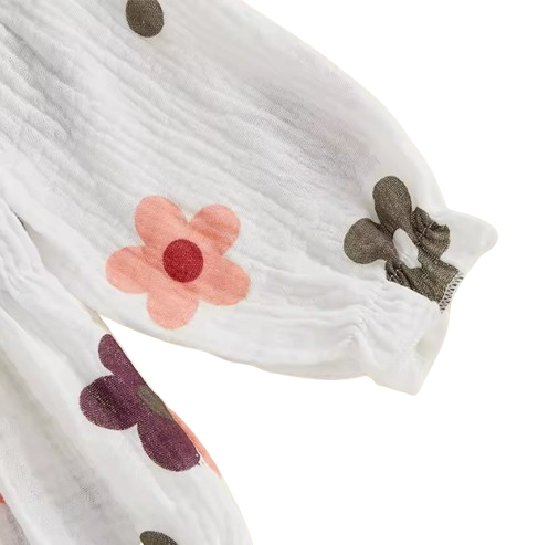 The Eileen - Baby Girl Floral Ruffle Bodysuit & Bow Headband Autumn Outfit 2PCS