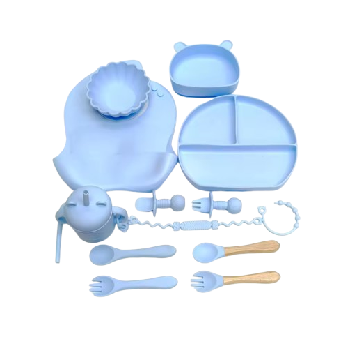 The Basil - Baby Silicone Feeding Set 13PCS Suction Bowl Plate Straw Cup & Utensils