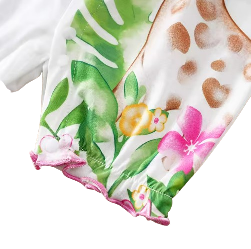 The Marisol - Baby Girl Pink Deer Print Sleeveless Romper Summer One Piece Outfit