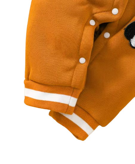 The Duke - Baby Boy Fleece-Lined Baseball Romper Bear & Penguin Embroidered Long Sleeve Autumn Winter Outfit