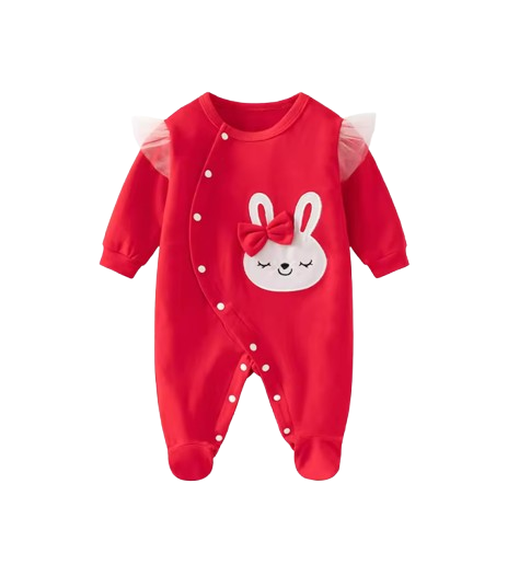 The Oakleigh - Baby Girl Cotton Rabbit Embroidered Long Sleeve Romper Spring Autumn One Piece Outfit