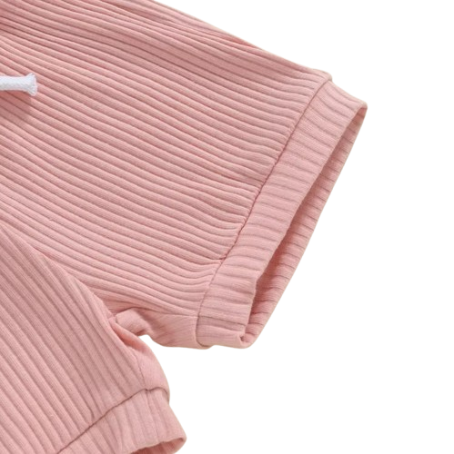 The Morrie - Unisex Baby 2PCS Ribbed Striped Short Sleeve Romper & Shorts Summer Set