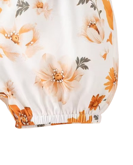 The Billie - Baby Girl Letter Print Jumpsuit Short Sleeve Belt Detail Summer Casual Outfit