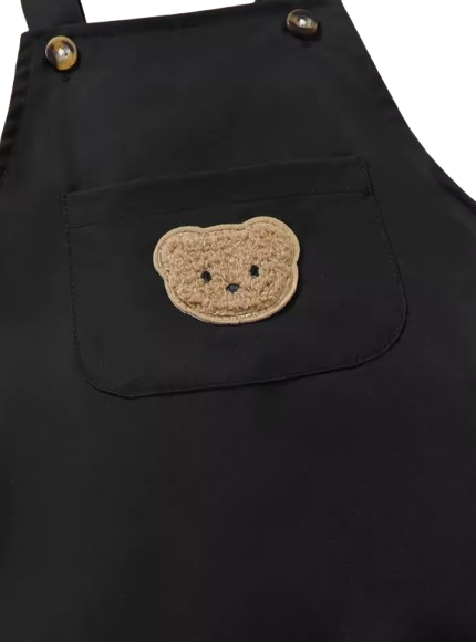 The Ryatt - 2-Piece Baby Boy Summer Outfit, Striped Bear Polo Shirt and Overalls