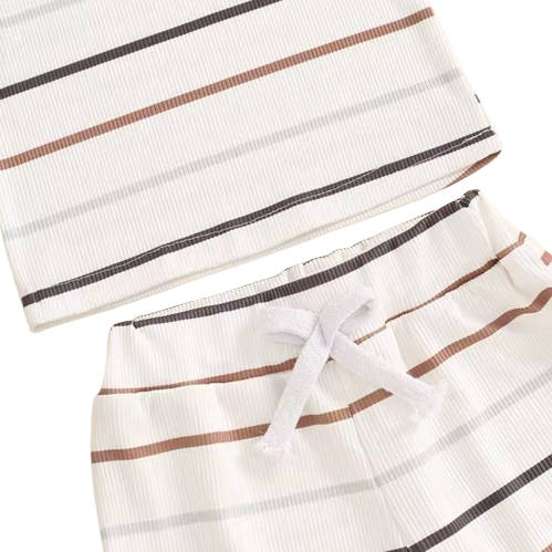 The Ander - Baby Boy Summer 2-Piece Ribbed Striped Tank Top and Shorts Set