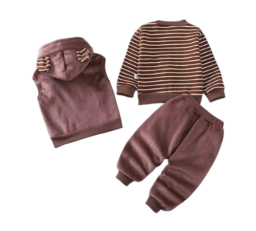 The Yehuda - Baby Boy 3-Piece Winter Fleece Set, Dog Hoodie Vest and Pants