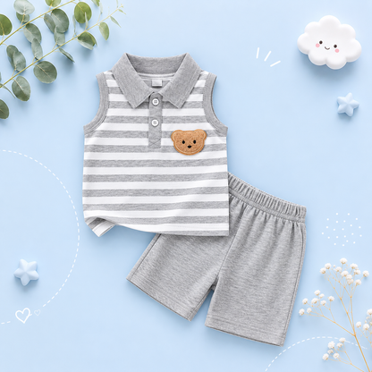 The Neithan - Baby Boy Summer 2-Piece Striped Sleeveless Top and Shorts Set