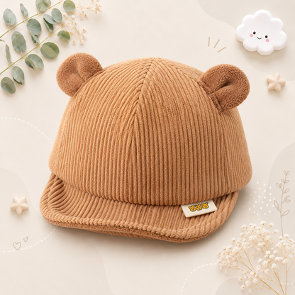 The Boden - Baby Corduroy Bear Ear Hat, Adjustable Unisex Cap