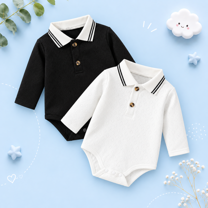 The Junior - Baby Boy 2-Piece Long Sleeve Button-Up Collar Jumpsuit Set