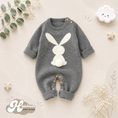 The Alex - Baby Rabbit Knitted Romper Long Sleeve Crew Neck Newborn Boy Girl Outfit