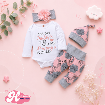 The Bellamy -Daddy's Girl & Mommy's World Romper + Rose Pants