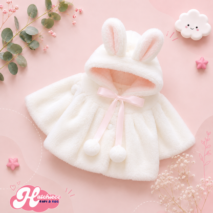 The Frankie - Baby Girl Hooded Plush Short Sleeve Coat