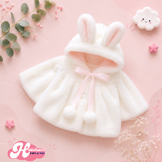 The Frankie - Baby Girl Hooded Plush Short Sleeve Coat