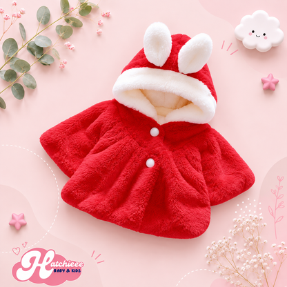 The Frankie - Baby Girl Hooded Plush Short Sleeve Coat