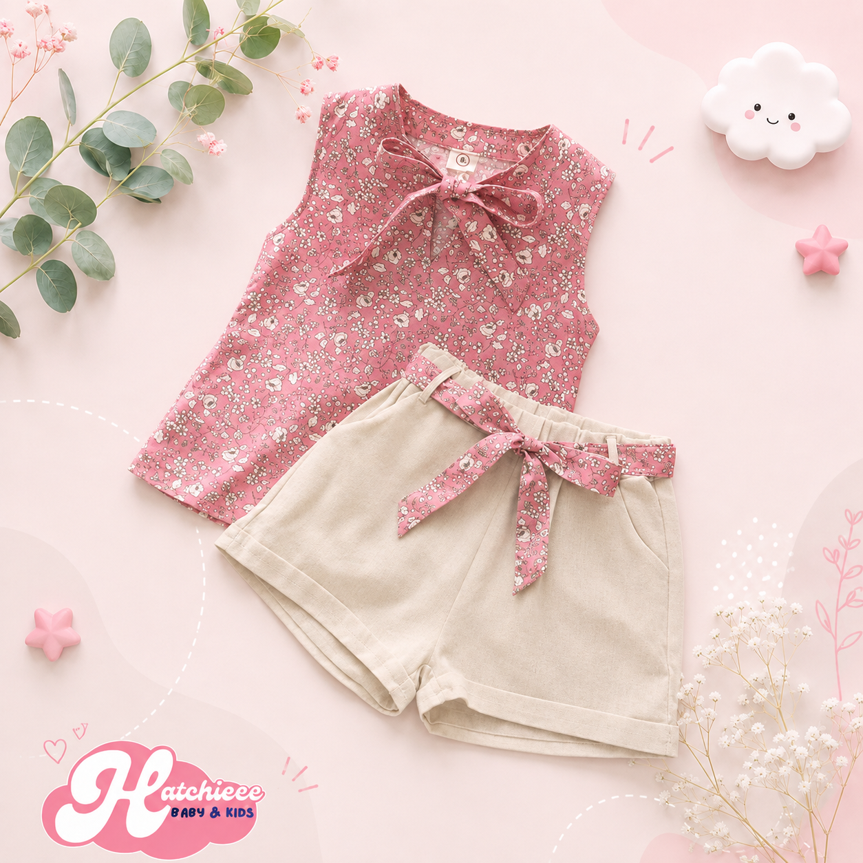 The Taylor - Short Sleeve Chiffon Blouse + Shorts Set