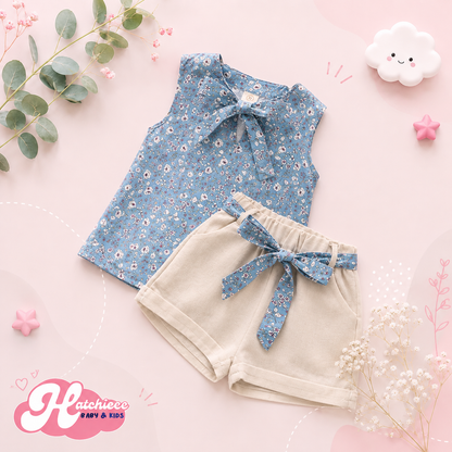 The Taylor - Short Sleeve Chiffon Blouse + Shorts Set