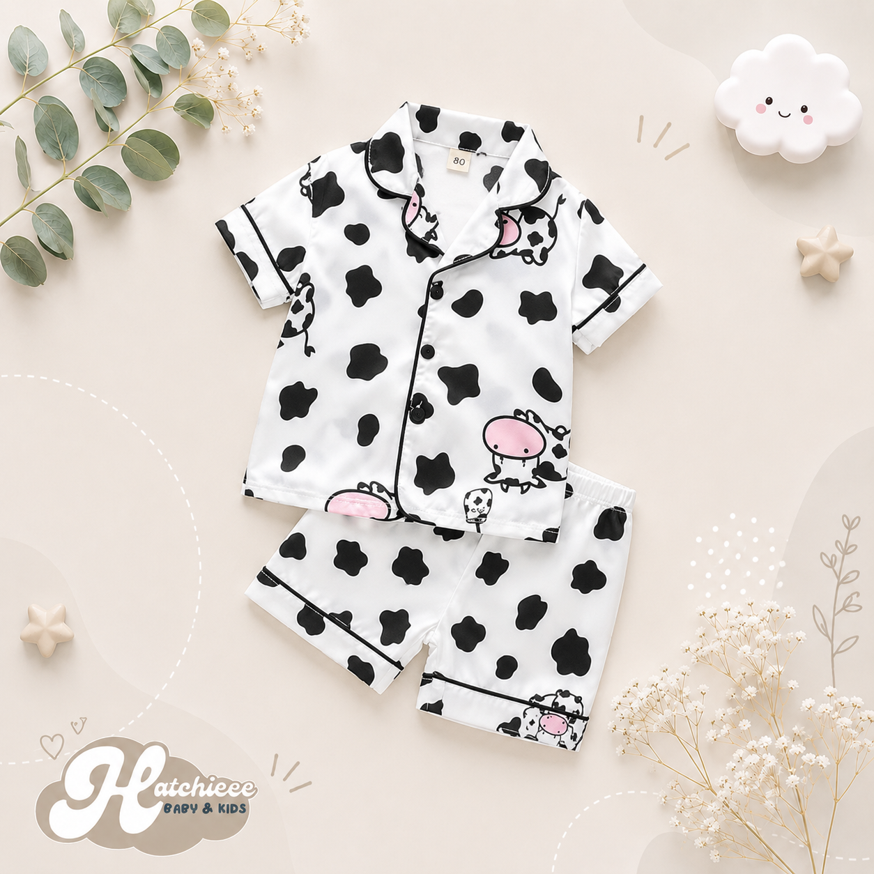 The Gale - Baby Unisex Cute Print Pajamas Set - Cow Print