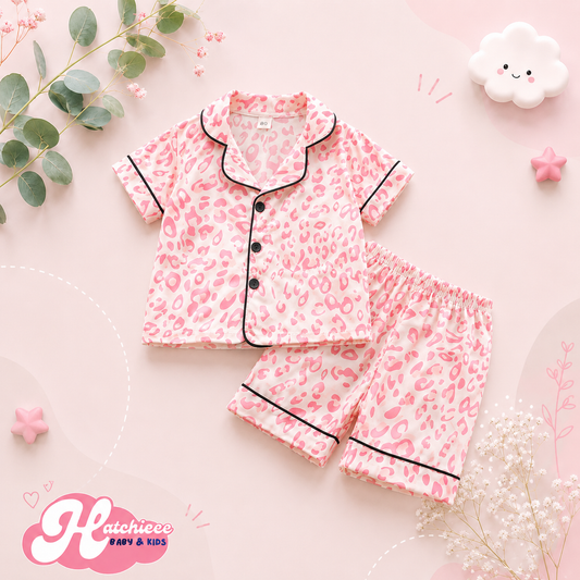 The Eloise - Baby Girl Cute Print Pajamas Set - Pink Print