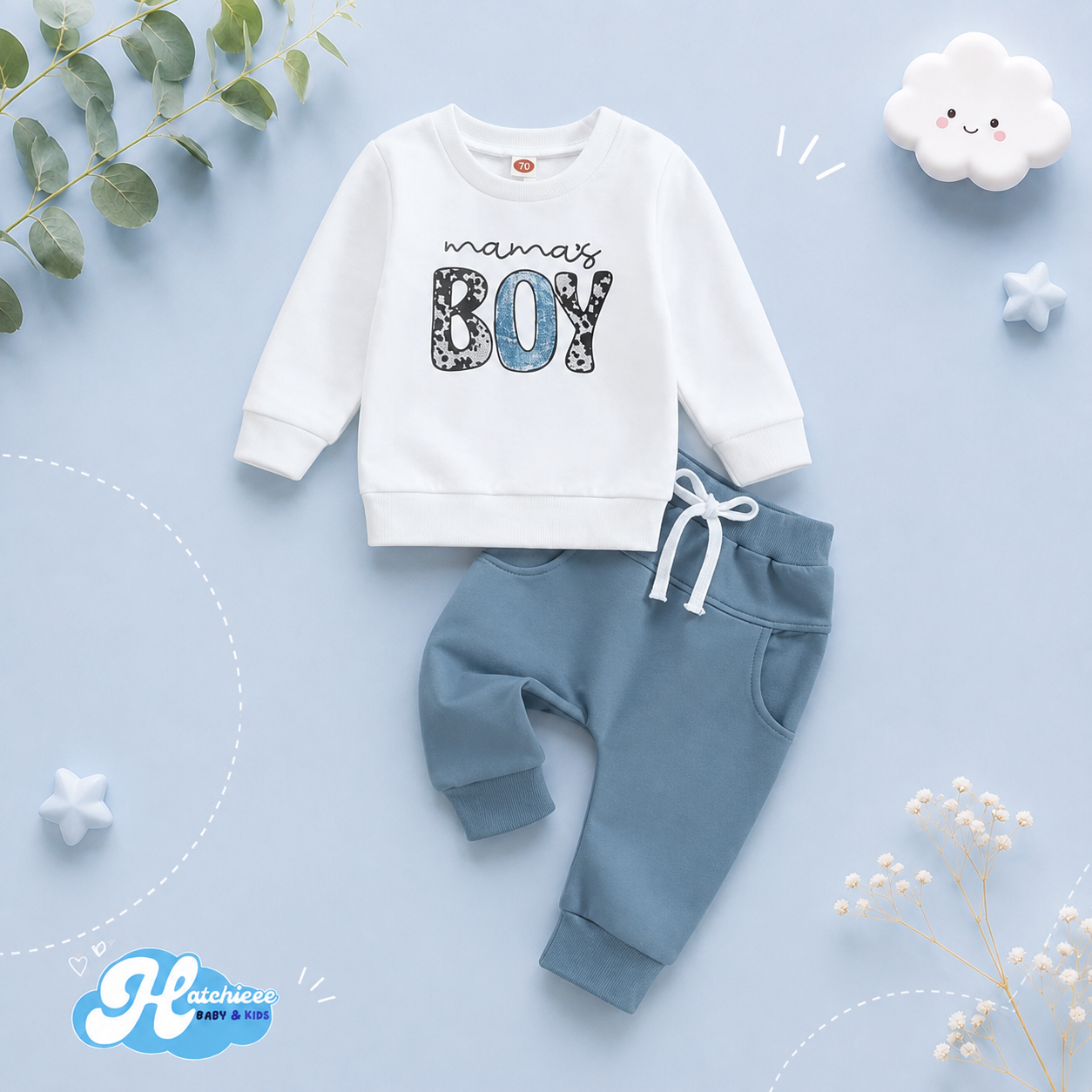 The Jerome - Baby Boy Mama Daddy's Boy Long Sleeve Print Top Pants Casual Fall Outfit