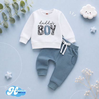 The Jerome - Baby Boy Mama Daddy's Boy Long Sleeve Print Top Pants Casual Fall Outfit
