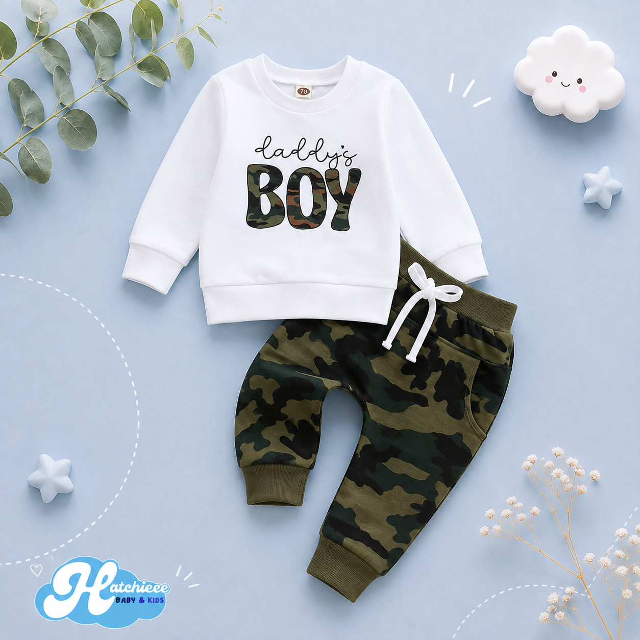 The Jerome - Baby Boy Mama Daddy's Boy Long Sleeve Print Top Pants Casual Fall Outfit
