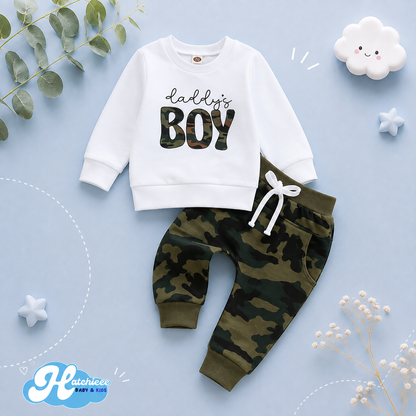 The Jerome - Baby Boy Mama Daddy's Boy Long Sleeve Print Top Pants Casual Fall Outfit