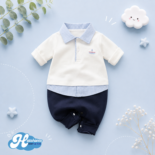 The Andrew - Baby Boy Cute Solid Gentleman Cotton Casual Long Sleeve Bodysuit