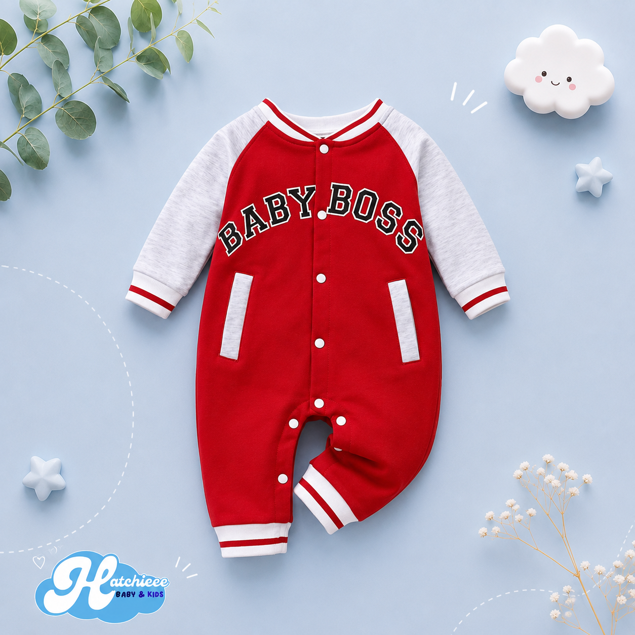 The Adonis - Baby Boy "Baby Boss" Printed Long Sleeve Jumpsuit