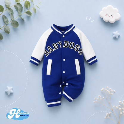 The Adonis - Baby Boy "Baby Boss" Printed Long Sleeve Jumpsuit