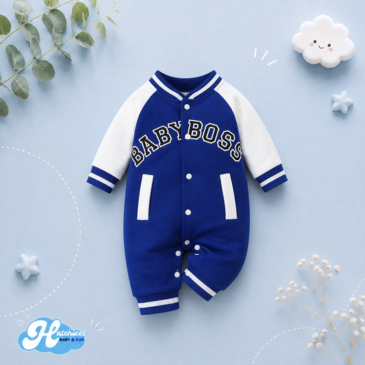 The Adonis - Baby Boy "Baby Boss" Printed Long Sleeve Jumpsuit